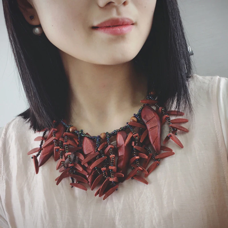 

Vintage ethnic fashion jewelry wholesale wood Strand women chokers necklace A-010