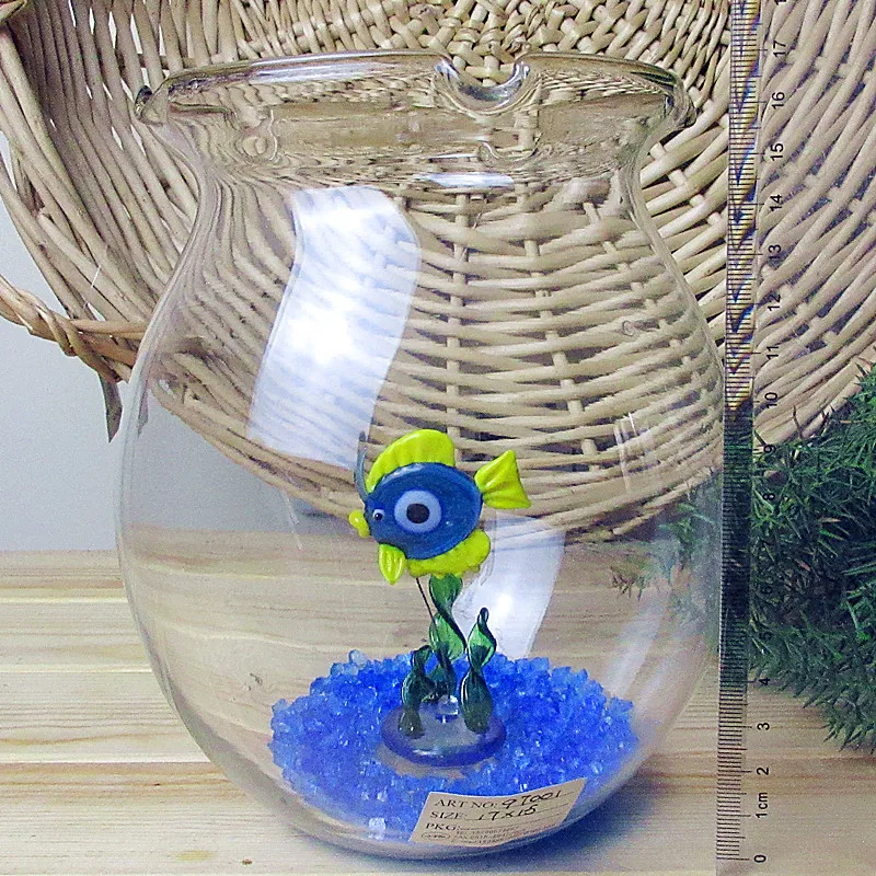 Custom Hand blown 17cm transparent fish tank home aquarium