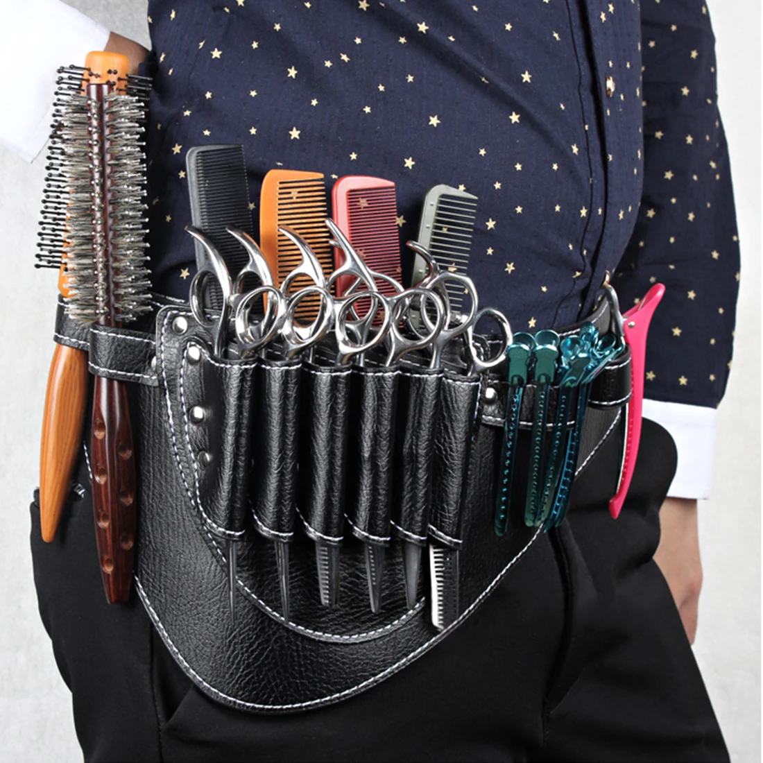 Подставка из искусственной кожи сумка для парикмахерских магазинные ножницы зажимы расчески парикмахерские салонные инструменты чехол для кобуры с поясом на плечо