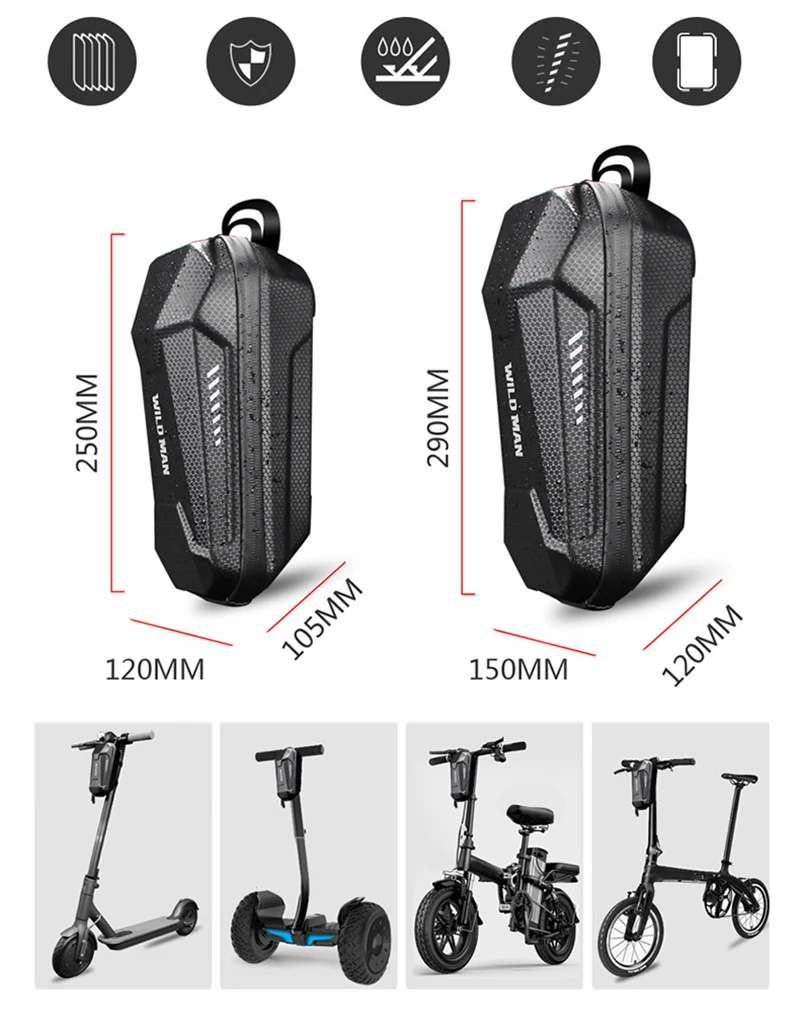 WILD MAN Rainproof Multifunctional Folding Bike Bag Bicycle Handlebar Bag Panniers EVA Hard Shell Front Cycling Bag Accessories (9)