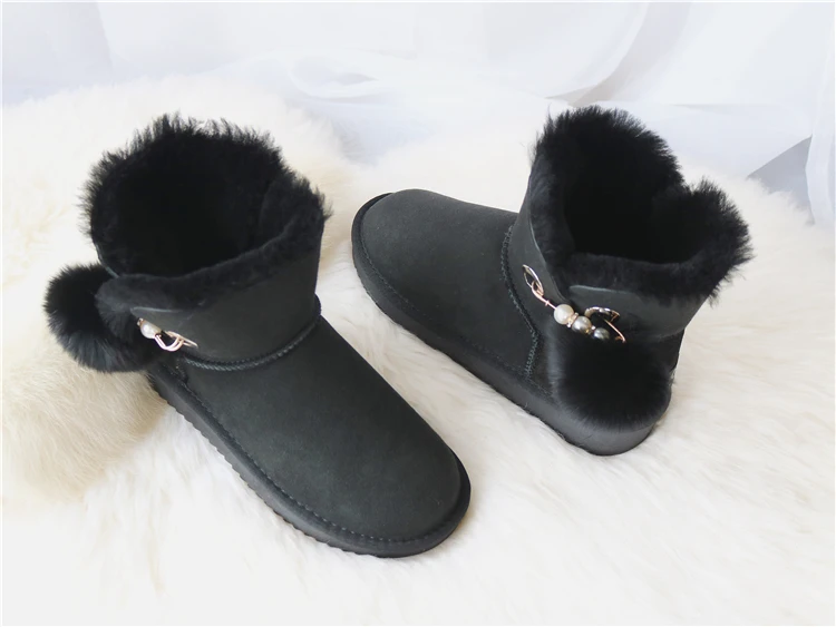 G& Zaco/роскошные брендовые ботинки из овечьей кожи; зимние ботинки на плоской подошве с помпонами из лисьего меха; ботильоны из натуральной овечьей кожи; милые ботинки