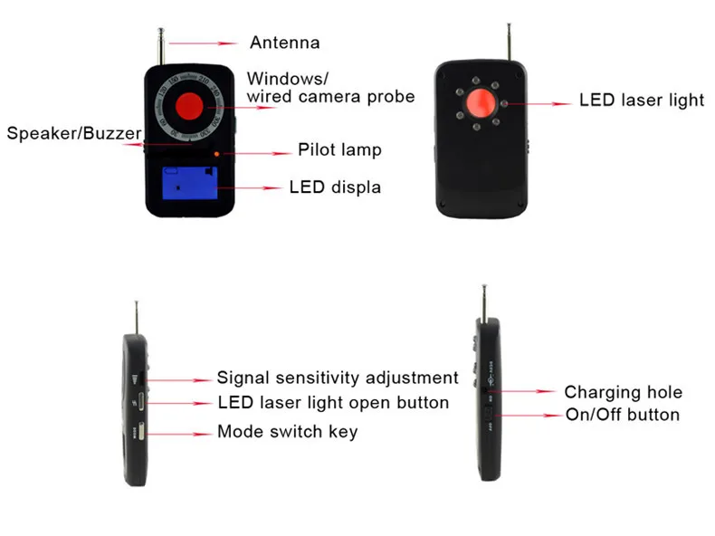 Полнодиапазонный беспроводной сигнал обнаружитель подслушивающих устройств беспроводной радио-датчик волны Обнаружение разоблачения объективы камеры против подслушивания