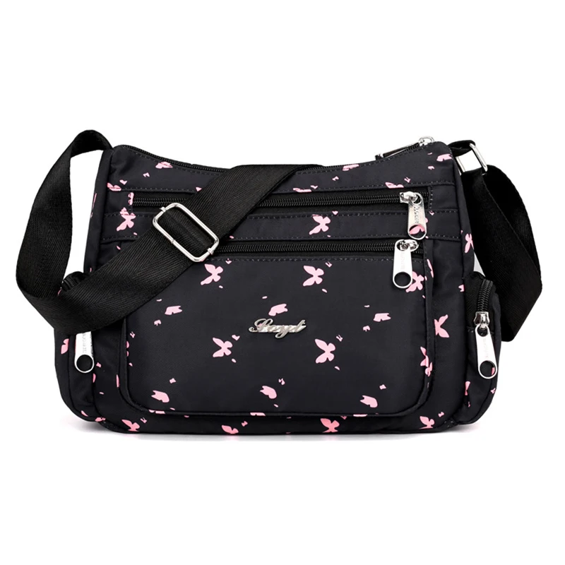 Сумки-мессенджеры с цветочным принтом, водонепроницаемые нейлоновые сумки через плечо для женщин, дизайнерские женские сумки через плечо Carteira - Цвет: A