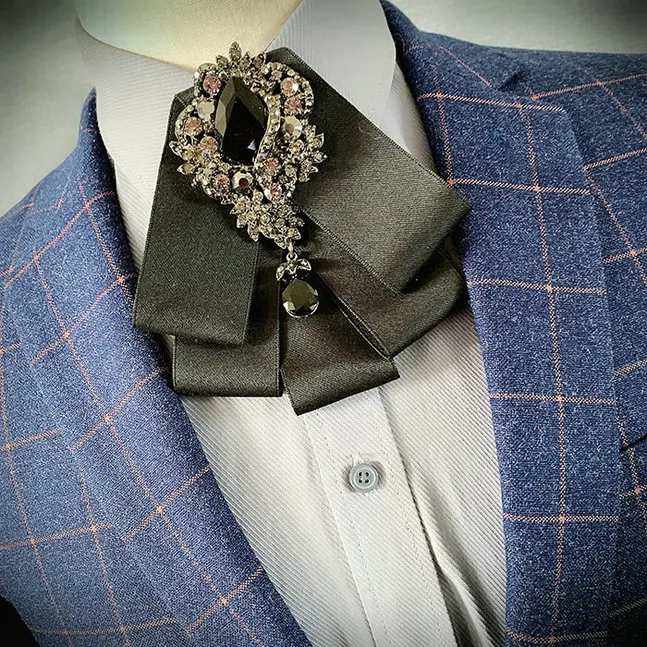 Мужская шея воротник рубашка галстуки бабочки сплав горный хрусталь кристалл свадебные костюмы банкетный галстук роскошный кисточка цепь лента бабочка - Цвет: Handmade Bow Tie