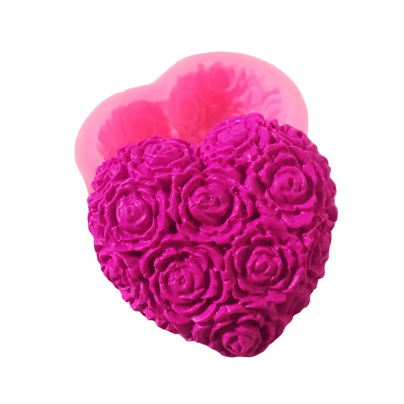 Милое Сердце цветок розы Силиконовые формы для мыла DIY помадка торт форма для мыла изготовление принадлежностей 3d ручной работы украшения формы инструменты