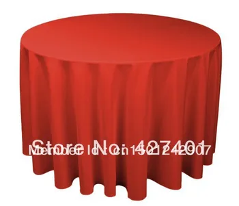 

120"Red Round Table Cloth Polyester Plain Table Cover For Wedding Events & Party Decoration