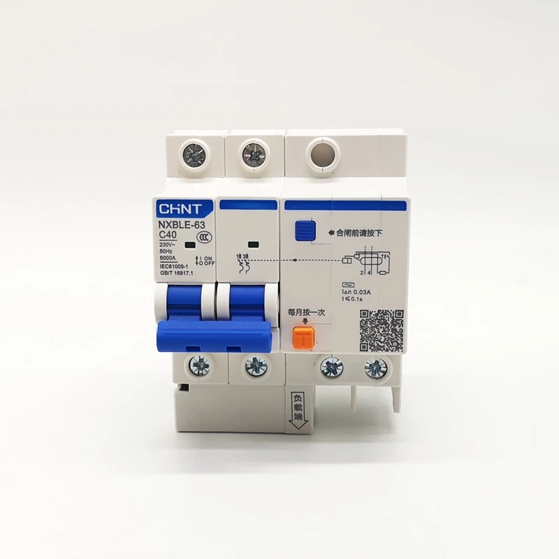 Новый автоматический выключатель CHINT RCBO NXBLE 63 2P 30mA 6KA 32A 40A 50A 63A|Автоматические
