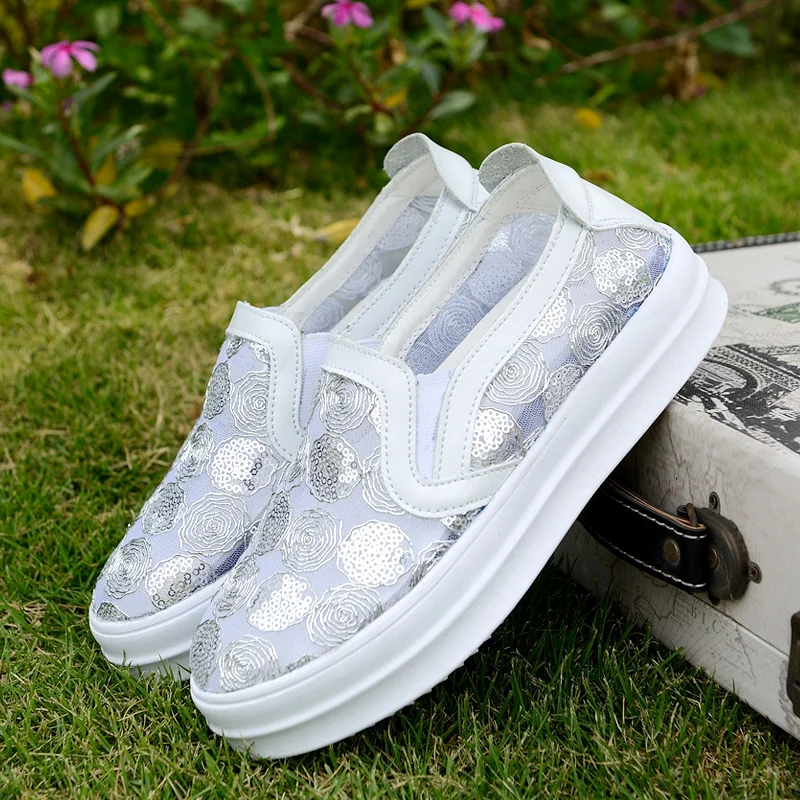 

Women Laces Loafers Summer Thick Bottom Footwear Breathable Ladies Height Increase Shoes Black Platform Walking Sneaker Branco