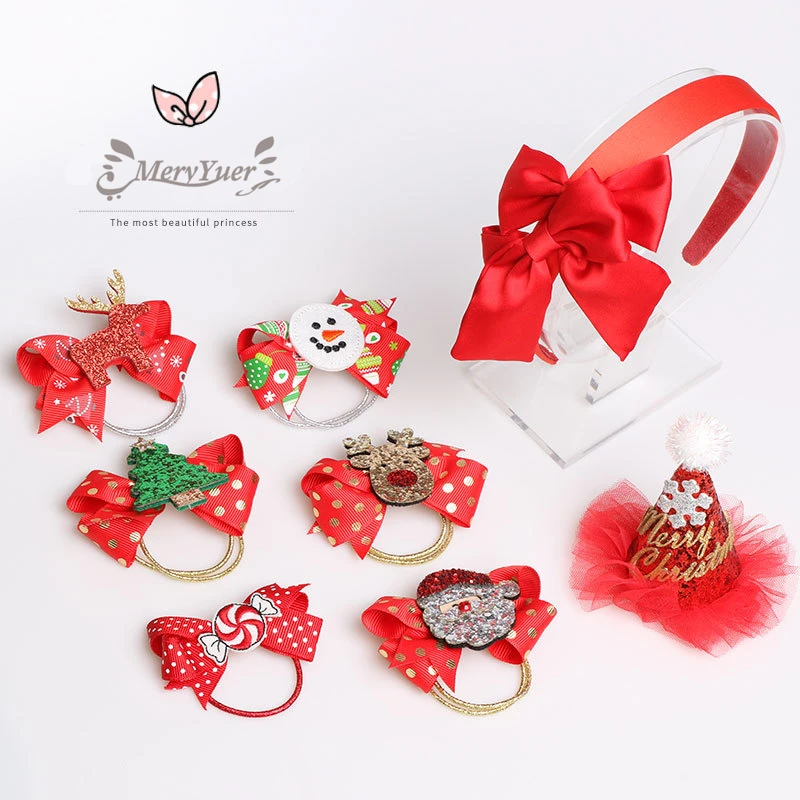 

Christmas Girls Hair Rope Tree Santa Snowman Kids Elastic Hair Band Lovely Hair Accessories Baby Ponytail Holder New Year Gift