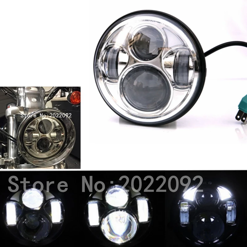 ФОТО Chrome 5.75 Inch 40w/30w LED Projector Daymaker Hi/Lo Beam Headlight for Harley Davidson Motorcycle