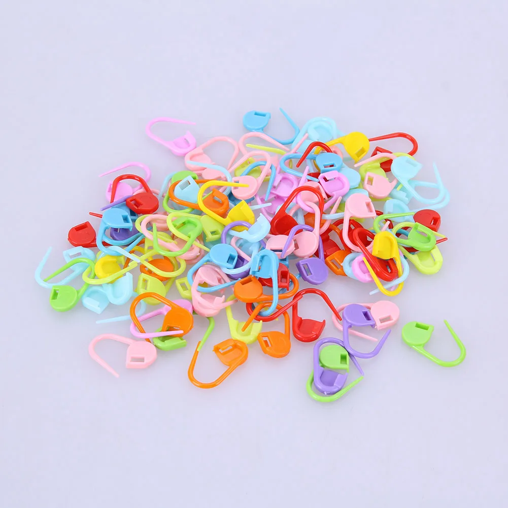 100Pcs/set Colorful Plastic Knitting Needles Crochet Locking Stitch Markers Crochet Hook Latch Knitting Clip Sewing Tools