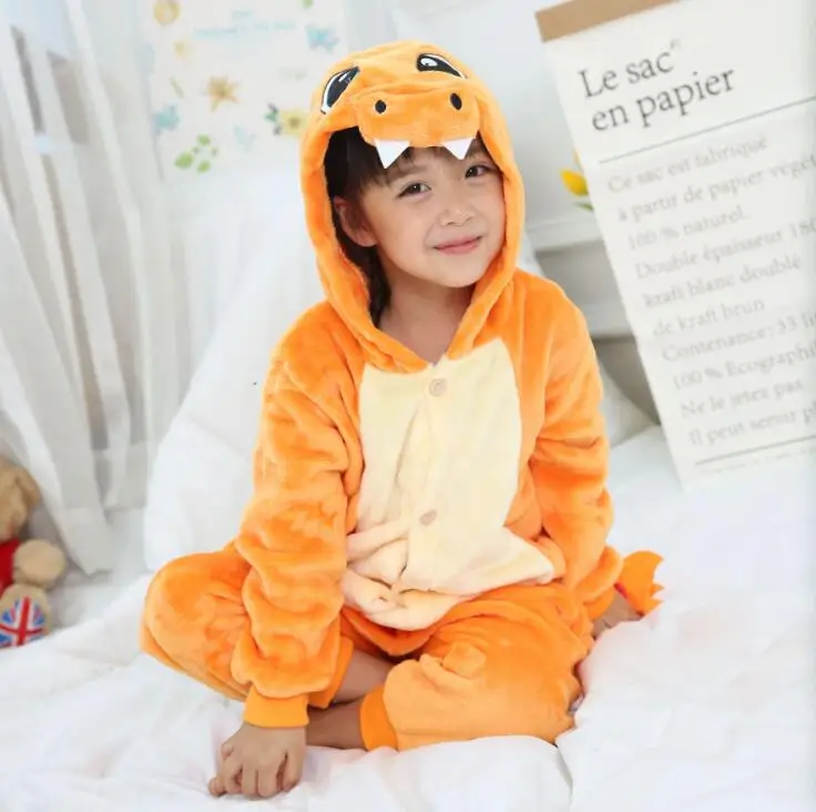 Kid Tiger cosplay Kigurumi/комбинезон для детей с героями мультфильмов, аниме-комбинезон, костюм для девочек и мальчиков, маскировка животных, одежда для сна, пижамы, цельные - Цвет: Charmander