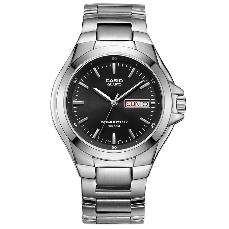 

Casio watches 50 meters waterproof men's quartz watch black plate steel belt MTP-1228D-1A Wrist Watch business Male