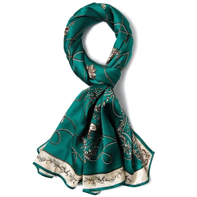 Европейский и американский стиль, шелковый шарф, весна-лето, натуральный шелковый шарф, цветочный животный узор, роскошный женский Шелковый шарф