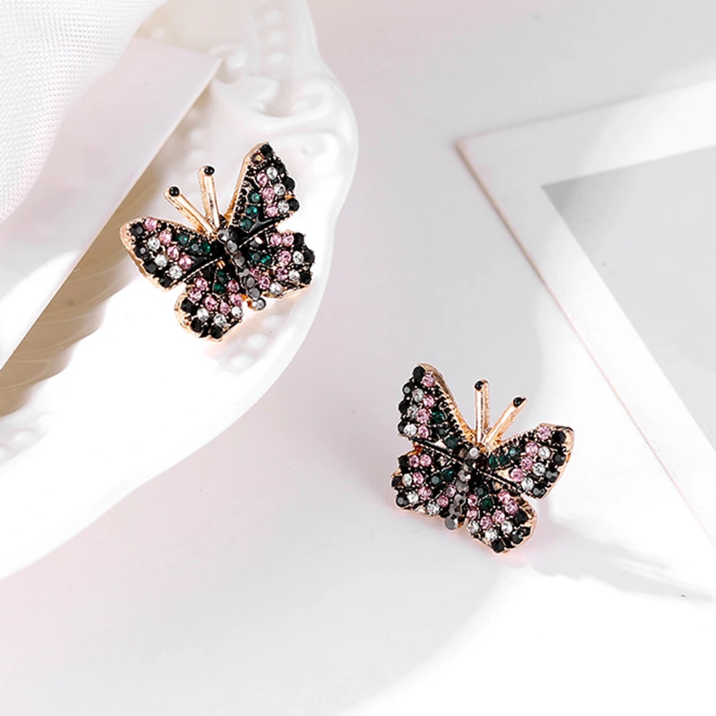 

1 Pair Ethnic Women Rhinestones Butterfly Earrings Girl Crystal Ear Rings Evenning Party Prom Beach Ear Studs