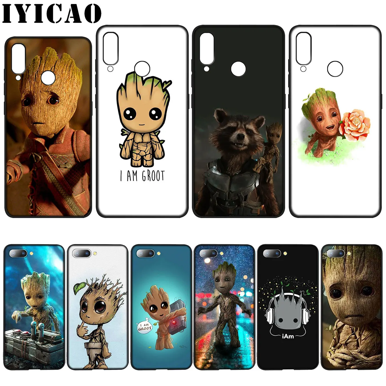 Iyicao Guardian реактивный енот Грут Treeman мягкий чехол для Huawei Y7 Y6 Prime Y9 2018 Honor 8C 8X8 9 10 Lite 6A 7C