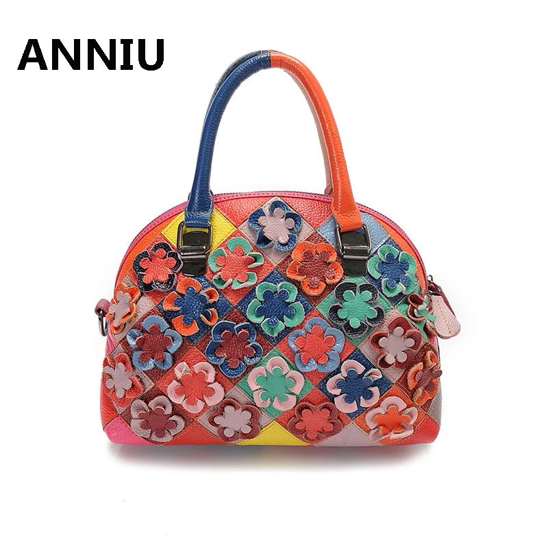 

ANNIU brand 2017 New Fashion Women Solid Camellia handbag designer high quality female Genuine Leather shoulder bags