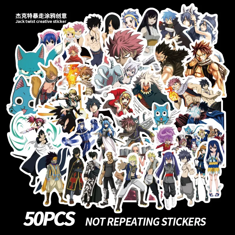 50Pcs Classic Japanese Anime Fairy Tail Sticker For Bike Motorcycle Skateboard Guitar Laptop Luggage Graffiti Sticker