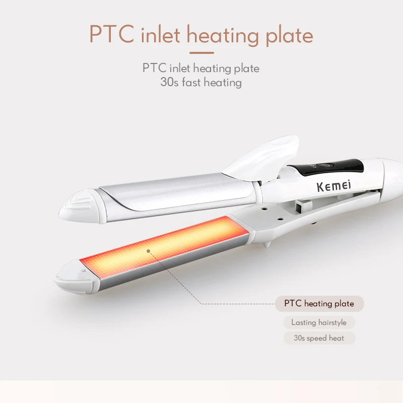 Kemei Выпрямитель для волос профессиональные бигуди 2 в 1 керамические щипцы для завивки выпрямления волос бытовые инструменты для укладки волос Электрические волосы 38D