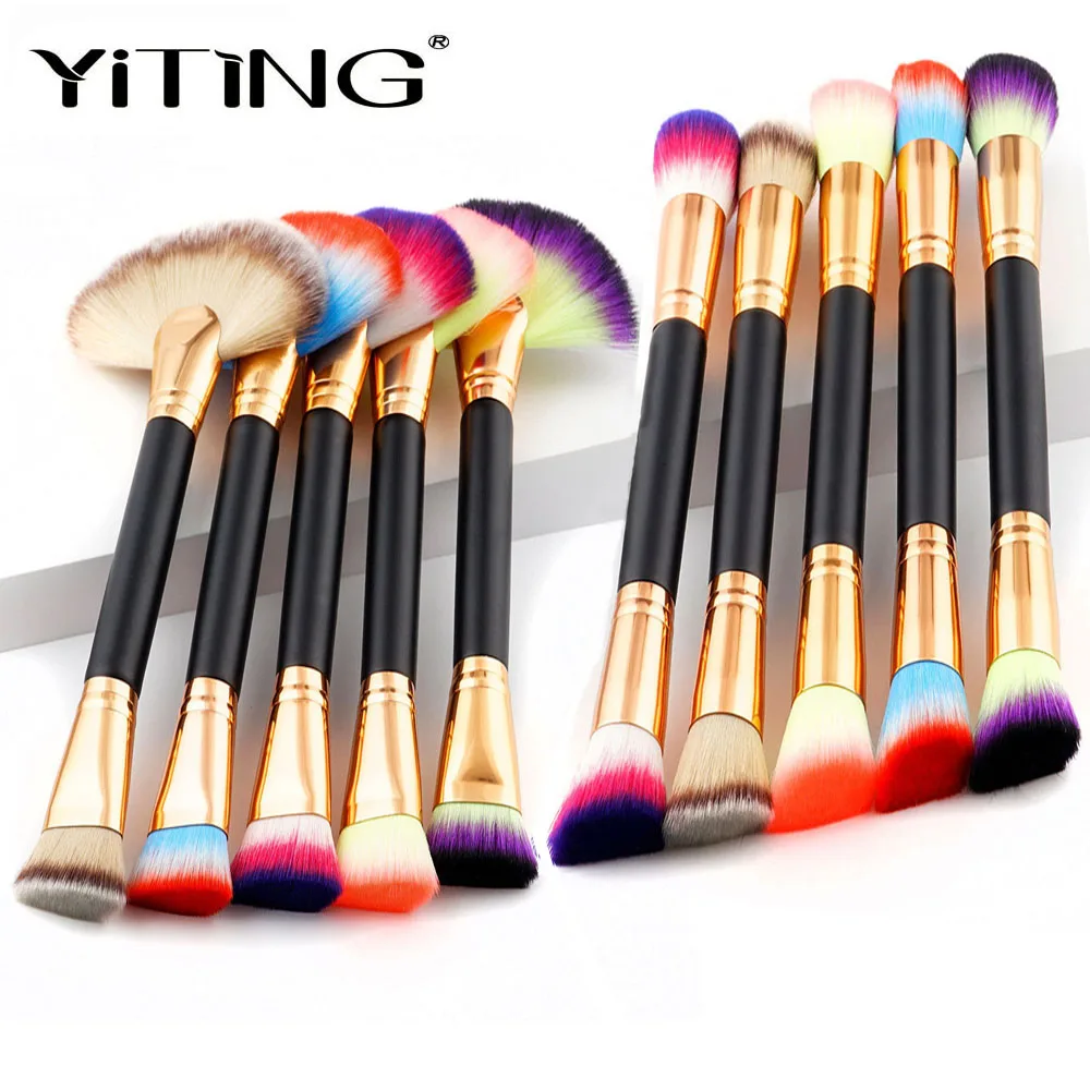 

YiTing Big Professional Foundation Double Head Makeup Brush 21cm Single Makeup Powder Blush Fan Brush Double End Makeup Brushes