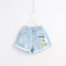 Для маленьких девочек с разрывами Рваные джинсовые шорты много оптом одежда для детей Летние кисточкой лидер