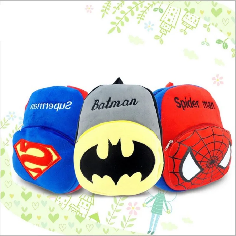 

3 Styles Super Hero Plush Backpack Toys Plush Batman&Spiderman&Superman Baby Schoolbag Toys Mochila For Boys#ML0271