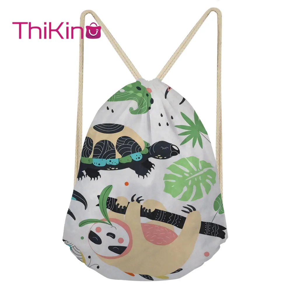 

Thikin girls Cute Sloth Casual Sack Drawstring Bag for Women Travel Backpack Toddler Softback Lady Beach Mochila DrawString Bag