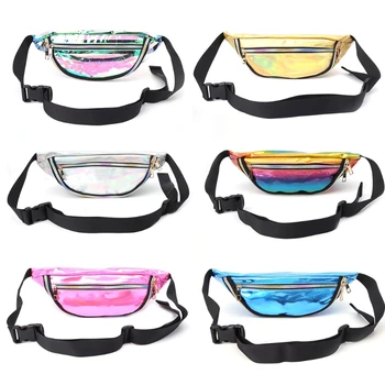 

THINKTHENDO Fashion Women Rainbow Transparent Bag Punk Chic Casual Travel Waist Bag Purse