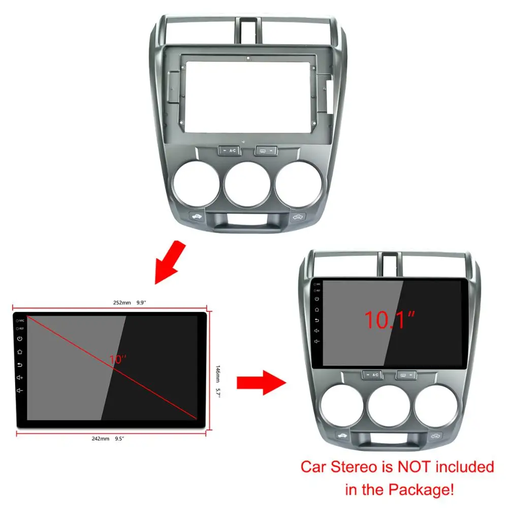 10,1 дюймов 2din Автомобильная Радио фасции для HONDA CITY 2008 2009- стерео панель приборная панель установка двойной Din DVD рамка В-Dash