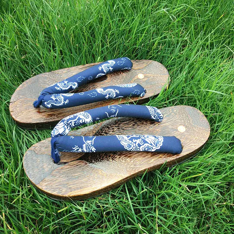 WHOHOLL Geta Anime Anime Cosplay Costumes Japanese Geta Sandals Summer Sandals Men Flat Wooden Shoes Clogs Slippers Flip-flops