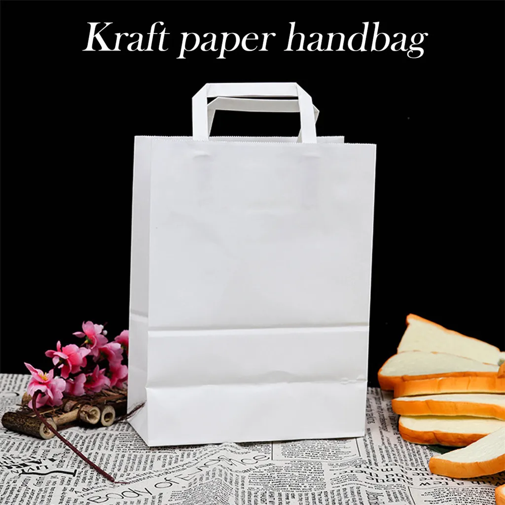 

High Quality Paper Carrier Bags with Flat Handles Pack of 15 White 18 x 23 x 9 cm 2019 New