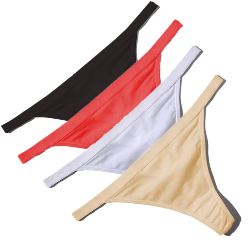

Hot Sale Underwear Women Cotton G String Thongs Low Waist Sexy Panties Ladies' Seamless Underwear Black Red White Skin Panties