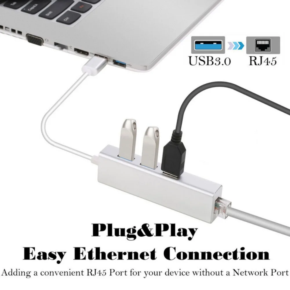 USB Ethernet USB 3,0 к RJ45 Ethernet адаптер Сетевая карта USB cетевой адаптер LAN 3 порта USB 3,0 1000 Мбит Gigabit Ethernet