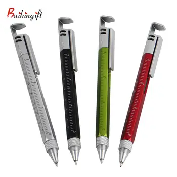 

5PCS Multi-Functional Pen 5 In 1 Phone Holder Screw-Driver Spirit Level Ruler Ball Pens For School Office Household Good Helper