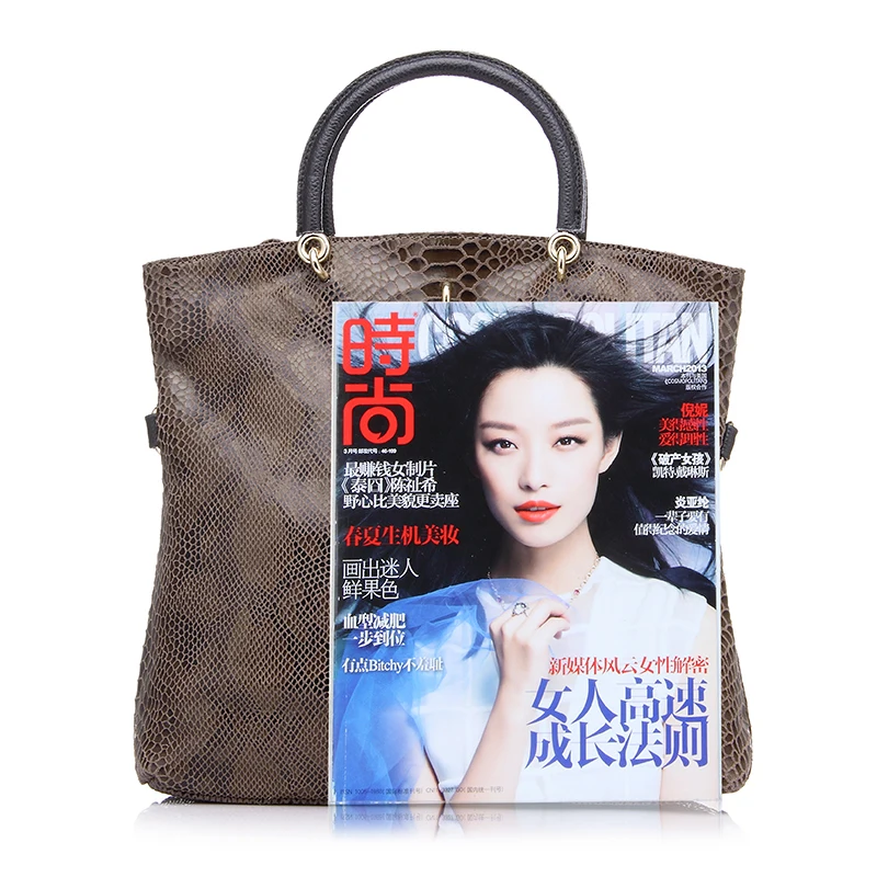  REALER Genuine Leather Bags for women Snake Pattern Tote Bag Top Quality Leather Handbags Evening C - 4000253046342