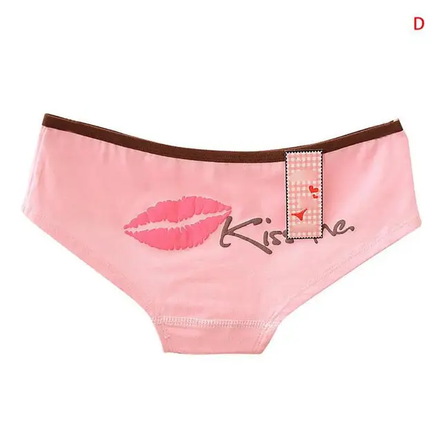 BTLIGE Letter Print Funny Underwear Women Sexy Lips Pattern Bikini