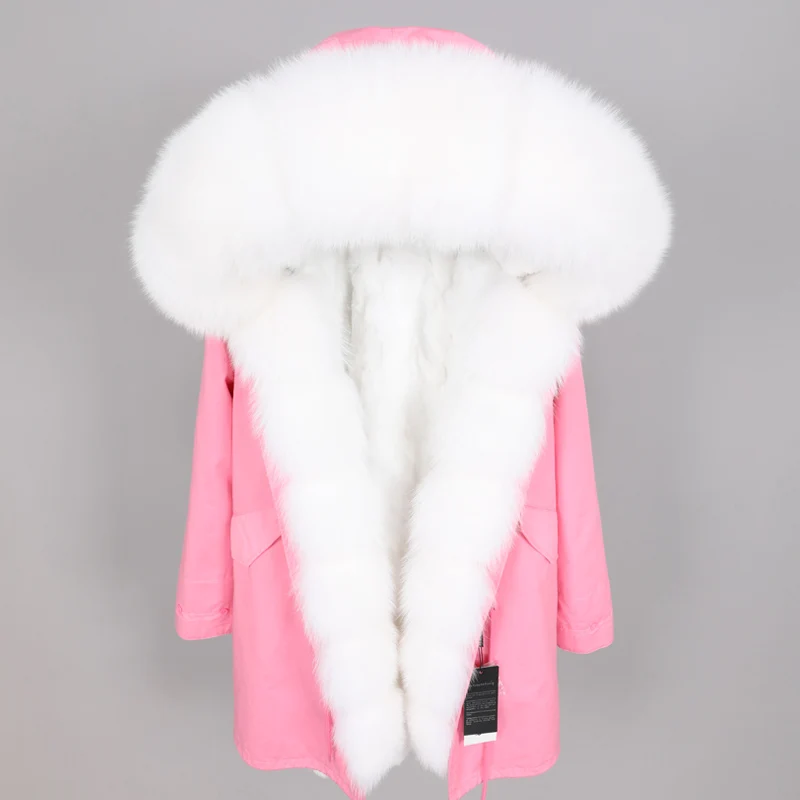Maomaokong, модная женская одежда, Лисий мех, большой меховой воротник, меховое пальто, съемная подкладка из кроличьей шерсти, зимняя Модная парка, меховое пальто - Цвет: 24