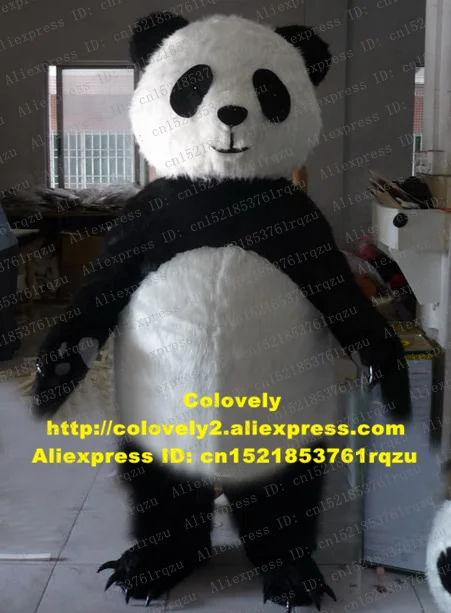 Спасательный черно-белый длинный меховой костюм с изображением панды медведя