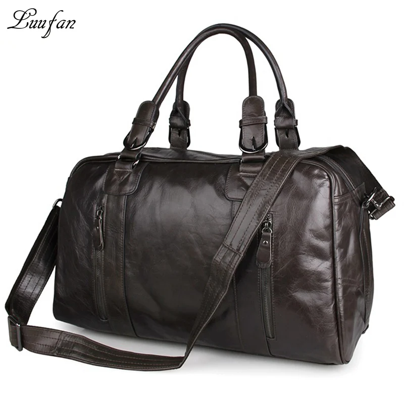 High quality vintage genuine leather travel bag Real leather large capacity shoulder bag 18