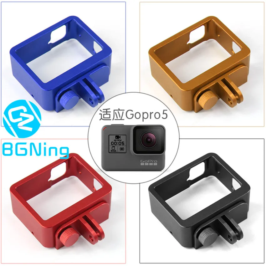 

For Gopro5 Hero5 5 Camera CNC Protective Metal Frame Mount Shockproof and Fall protection Case Box Accessory Black Red Gold