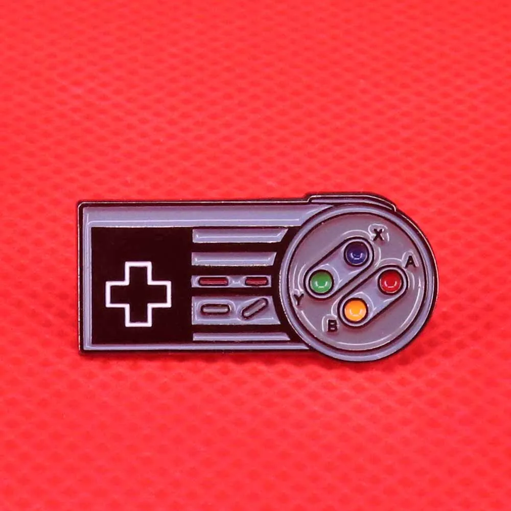 

Game controller enamel pin early 90's retro video game brooch geeky gamer badge entertainment jewelry nerdy gift