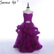 Фиолетовые фатиновые Платья с цветочным узором и стразами для девочек, пышные платья без рукавов для девочек Glitz, реальное изображение Serene Hill