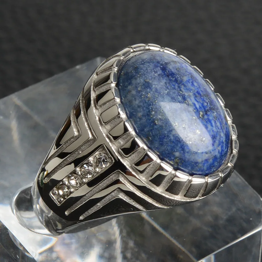 Lapis/камень тигровый глаз кольцо из нержавеющей стали для мужчин