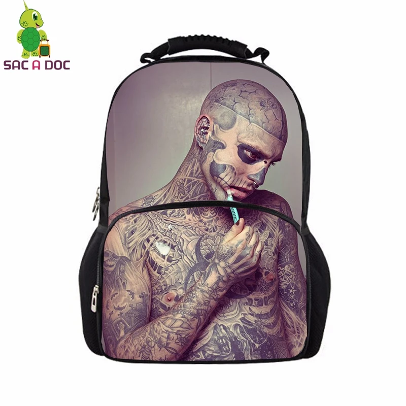 

Pop Star Rick Genest Backpack School Bags for Teenage Girls Daily Backpack Women Casual Travel Shoulder Bags Kids Book Bag