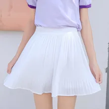 Новая высокая талия мяч плиссированные юбки Harajuku Шифоновая юбка однотонное моряк юбка плюс Размеры японская школьная форма