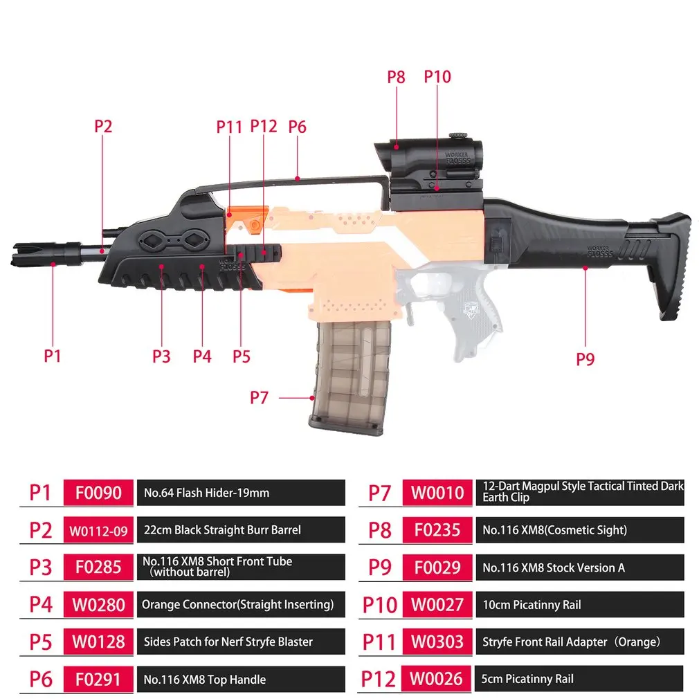 Мод XM8 имитация комплект 3D печать украшения Высокопрочный пластик для Stryfe изменить игрушки для Nerf части пистолет игрушка аксессуар подарок