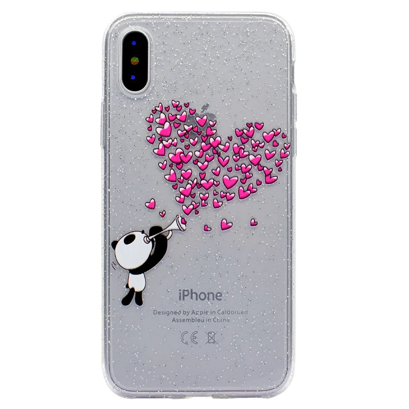 Cute cartoon glitter silicone case iphone x (10)