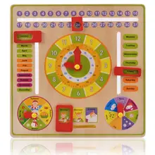 Малыш Дети учатся Часы настенные подвесные доски календарь время сезона погода месяц деревянные раннего образования игрушки для детей