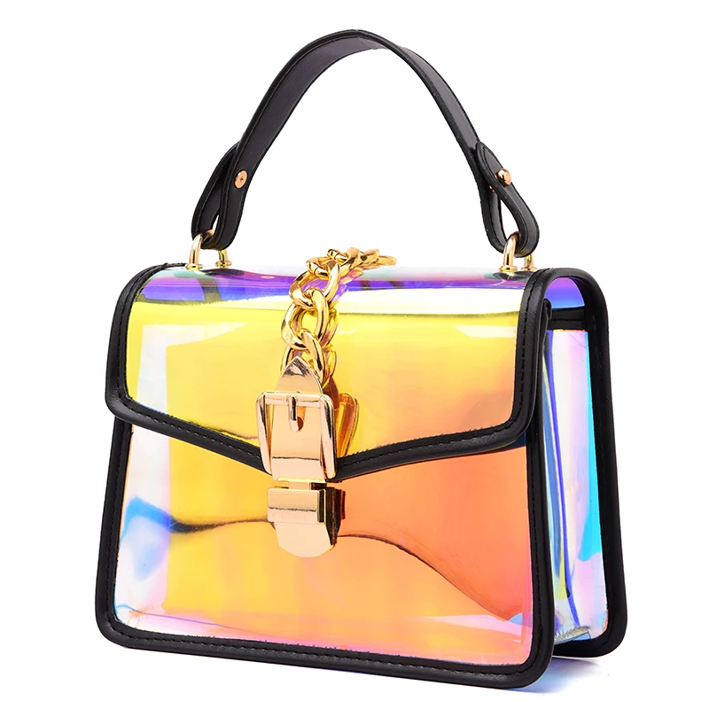 

Designer ladier laser Bags Crossbody Bags for Women PVC transparent Shoulder Bags Chains Lock Fashion Clear Gradient Candy Flap