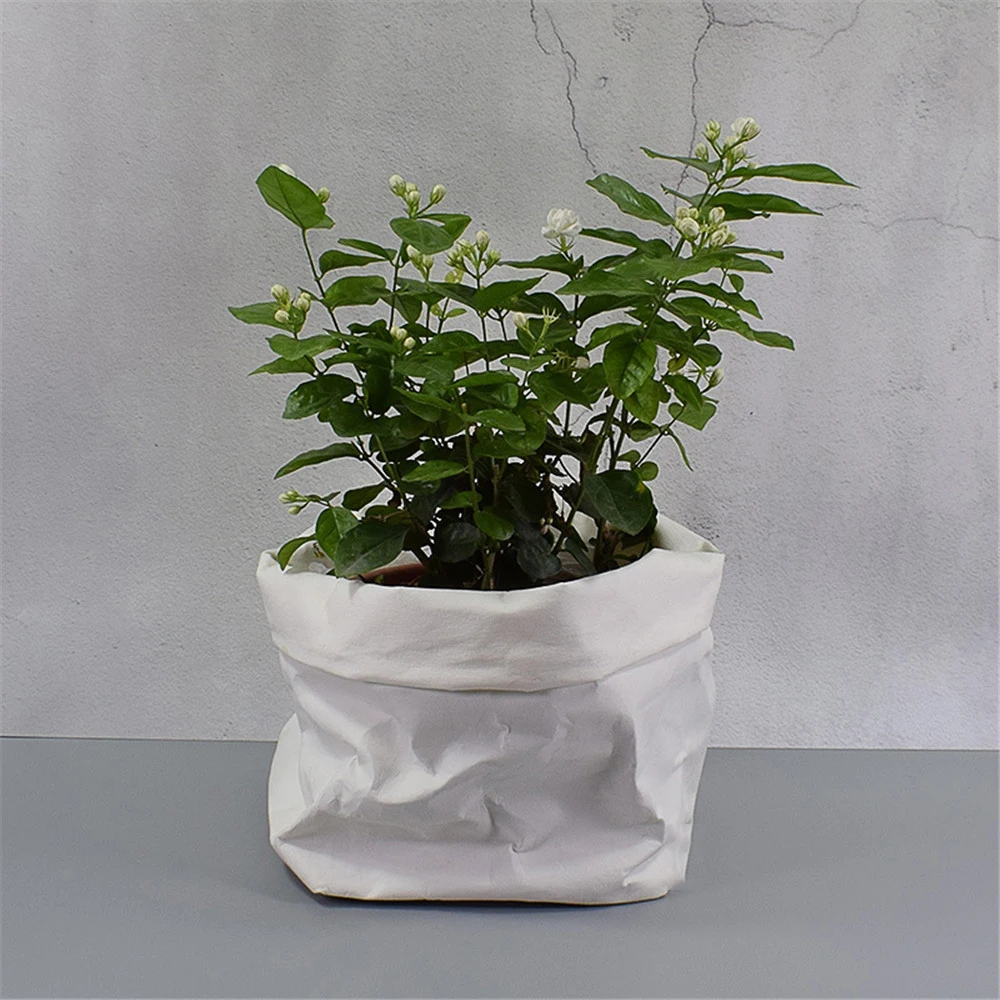 

Minimalist White Washable Kraft Paper Storage Bag Nordic Home Flower Plant Toys Food Storage Pouch Office Book Organizer Tote